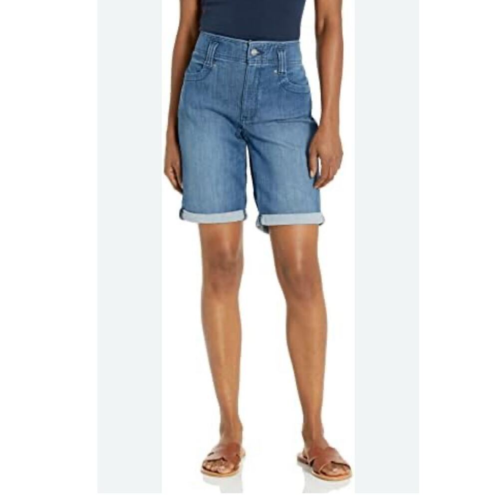 NYDJ Women's High-Rise Ella Denim Cut-Off Shorts Lavish Blue Size 6 NWT - Picture 3 of 13